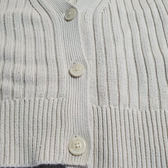 Abercrombie & Fitch Cropped Ribbed Cardigan Cream Preppy Y2K Style Sweater S - Picture 6 of 10